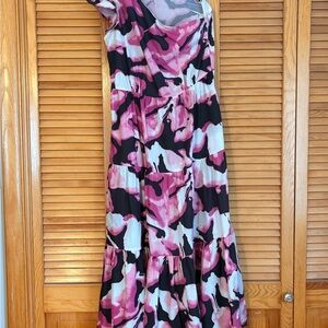 MELLODAY One Shoulder Pink and Black Dress
